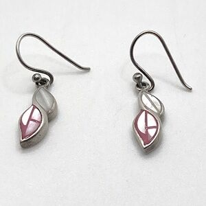 VTG 925 Sterling Silver Pink Mother of Pearl Drop Earrings